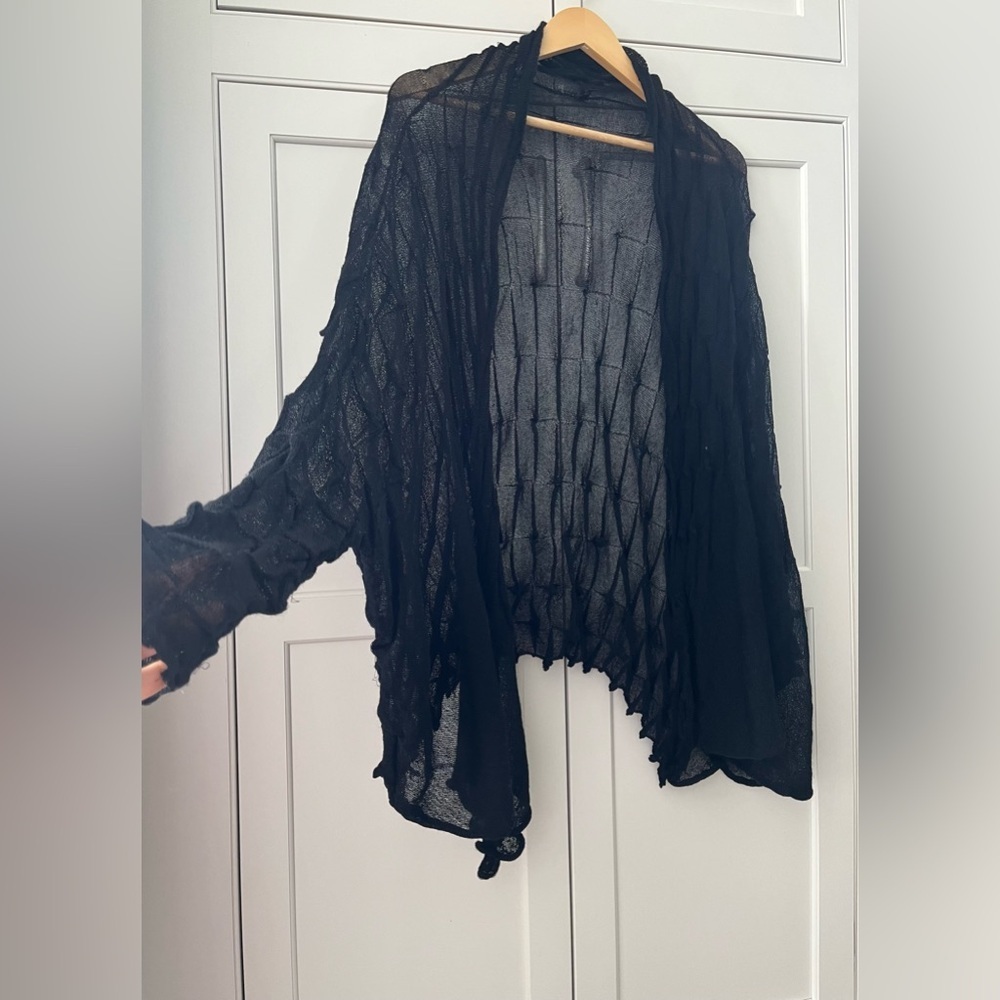 Caz Knits Jane Mohr black sheer cardigan Sz. S/M whimsigoth gothic - Picture 4 of 8